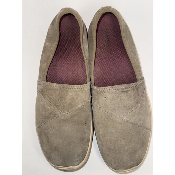LL Bean Slip On Shoes Back Cove Stretch Nubuck Leather Comfort Outdoor Beige 8 - Picture 12 of 13